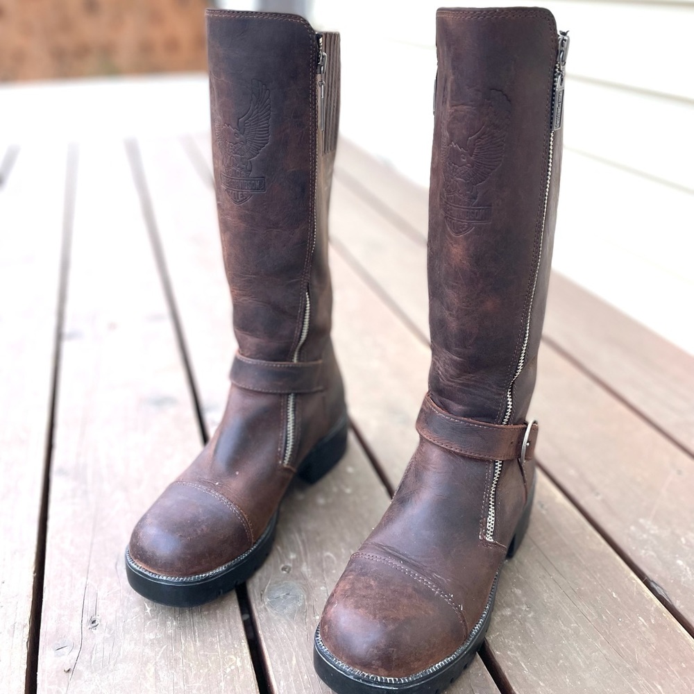 Harley-Davidson brown leather motorcycle boots - Picture 2 of 16